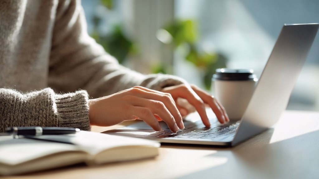 Prikaz ruku osobe koja kuca na laptopu za radnim stolom, kao svoj frilens biznis